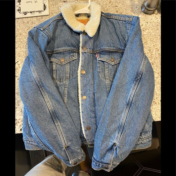 Women’s Levi jean jacket shearling collar - Picture 1 of 2